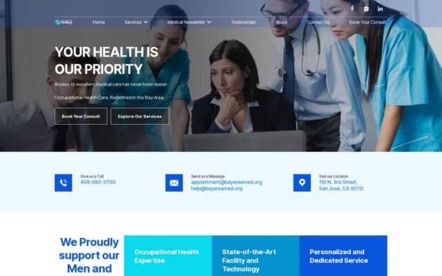 Screenshot of the Bay Area Med website