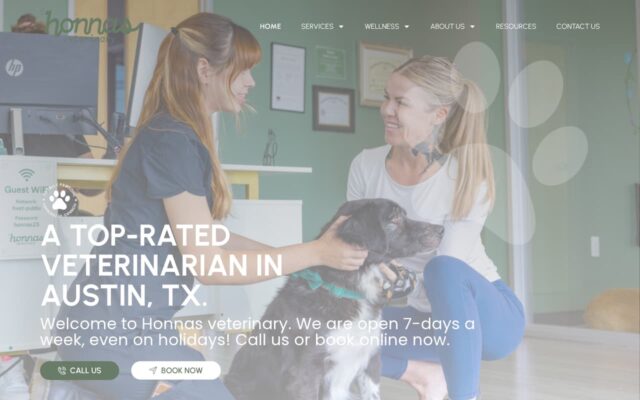 Screenshot of the Honnas Vet website