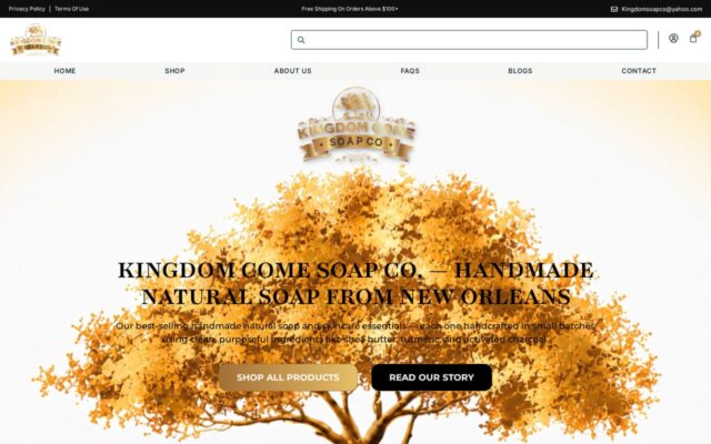 Screenshot of the Kingdom Come Soap website