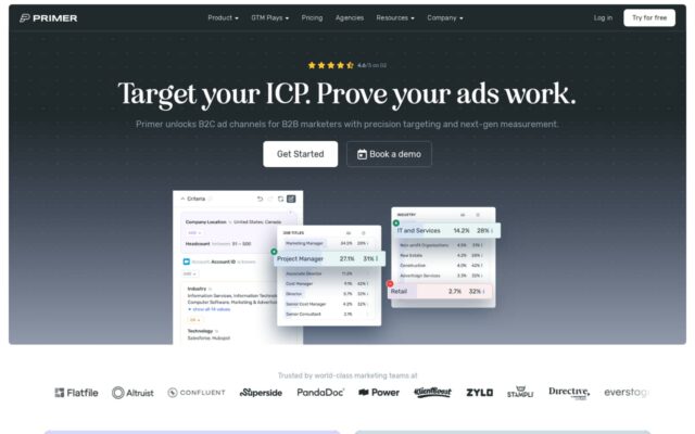 Screenshot of the Primer website