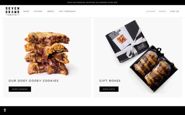 Screenshot of the Seven Grams Caffe website