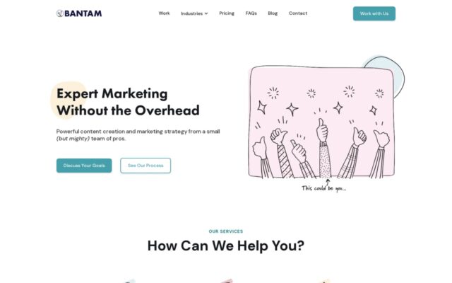 Screenshot of the Bantam Marketing website